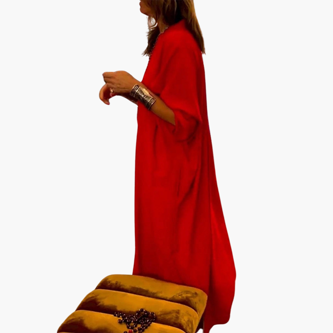Women’s Maxi Dress with V-Neck and Flowing Silhouette