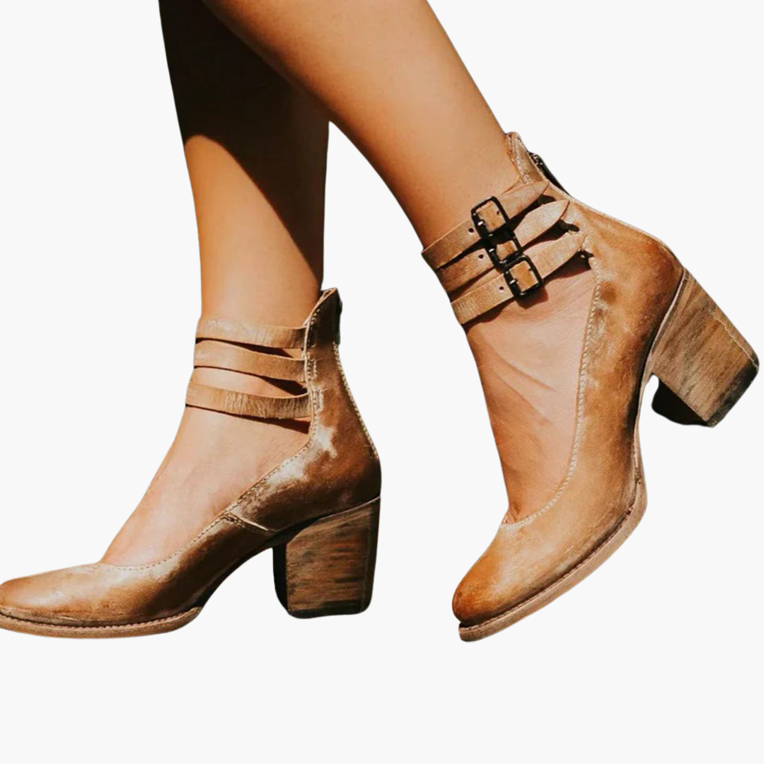 Women’s Ankle Boots with Chunky Heel and Buckle Detail