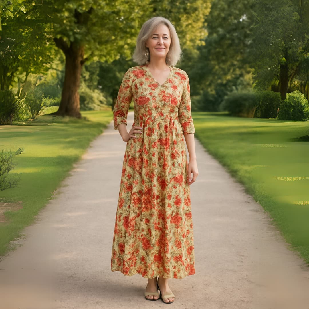 Women’s Boho Maxi Dress with Floral Print and Flowing Fit