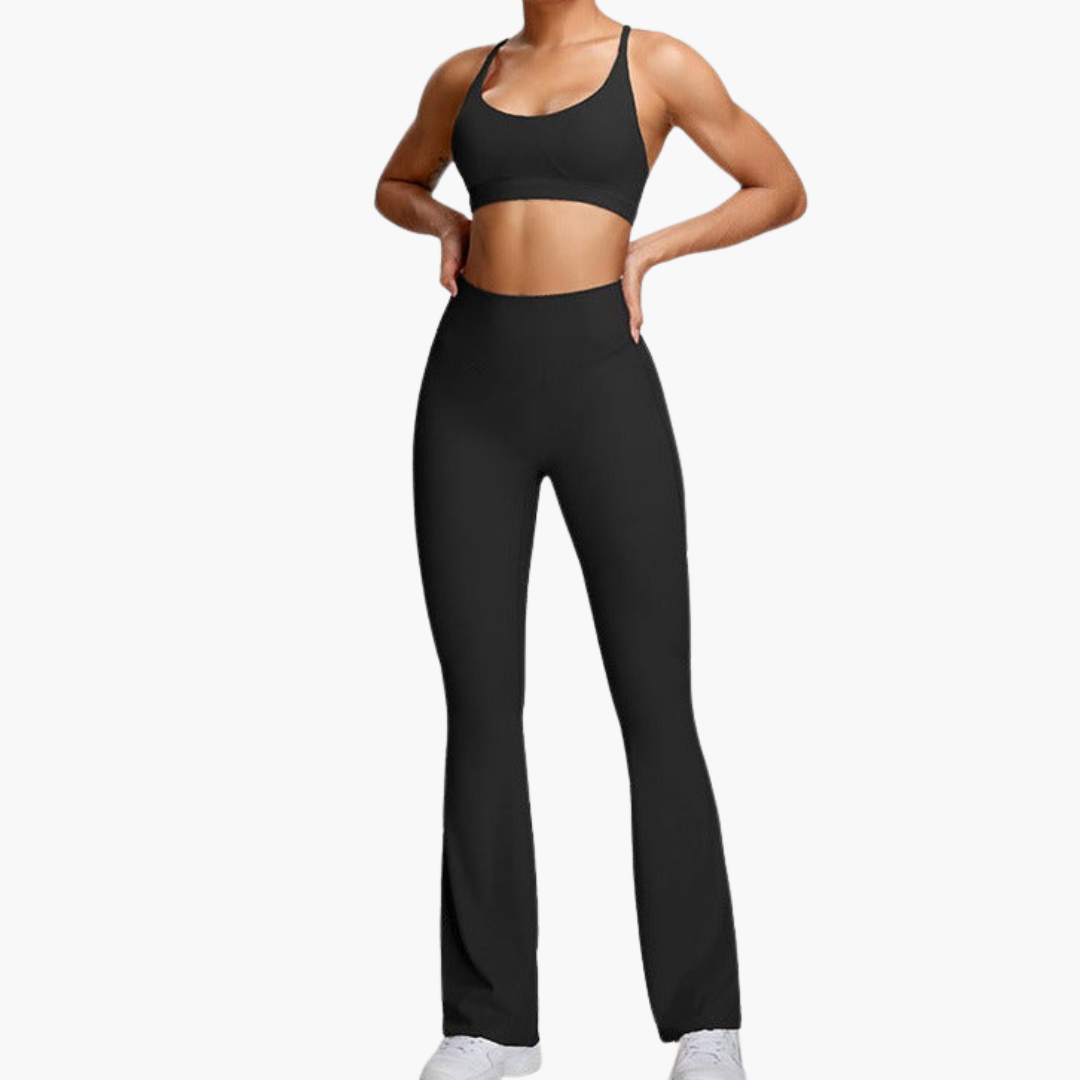 Women’s Activewear Co Ord Set with Sports Bra and Flared Pants