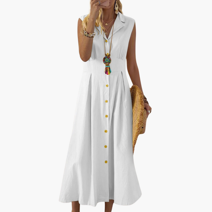 Button-Down Collared Midi Dress – Women&