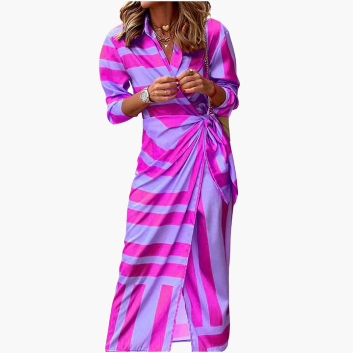 Women’s Shirt Dress with Wrap Silhouette and Waist Tie