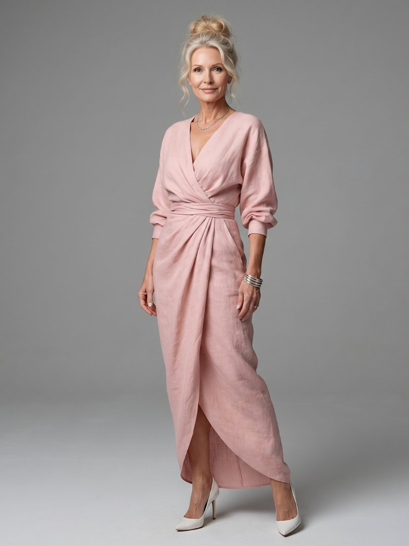 Olympia | Diagonal Drape Maxi Dress