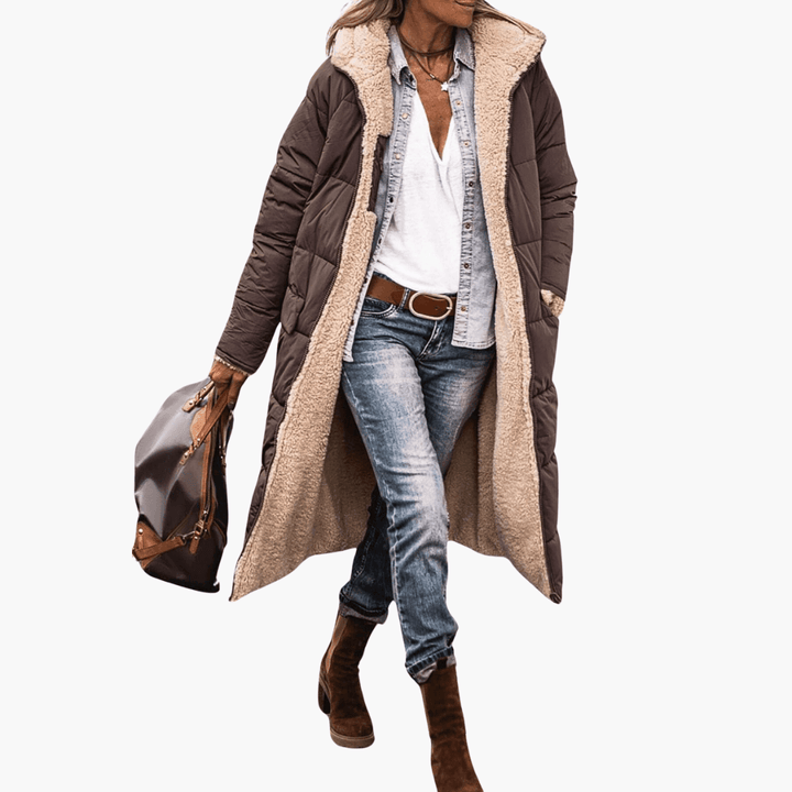 Women’s Winter Coat with Reversible Design and Padded Inner Layer