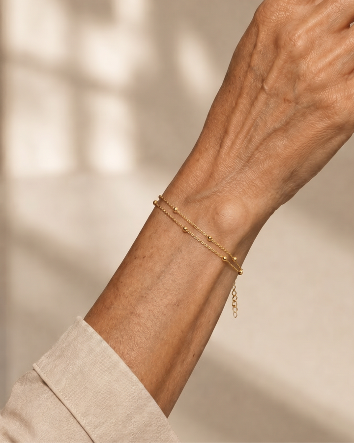 Elowara | Beaded Double Chain Anklet