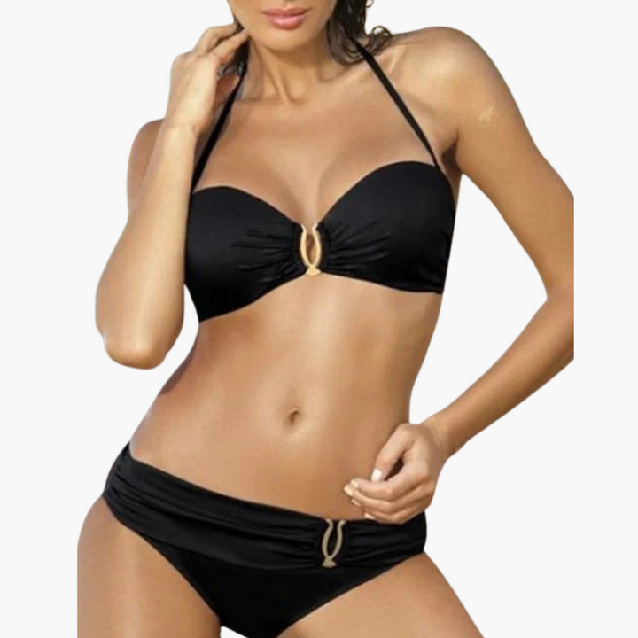 Women’s Bikini Set with Halter Top and High - Waisted Bottoms
