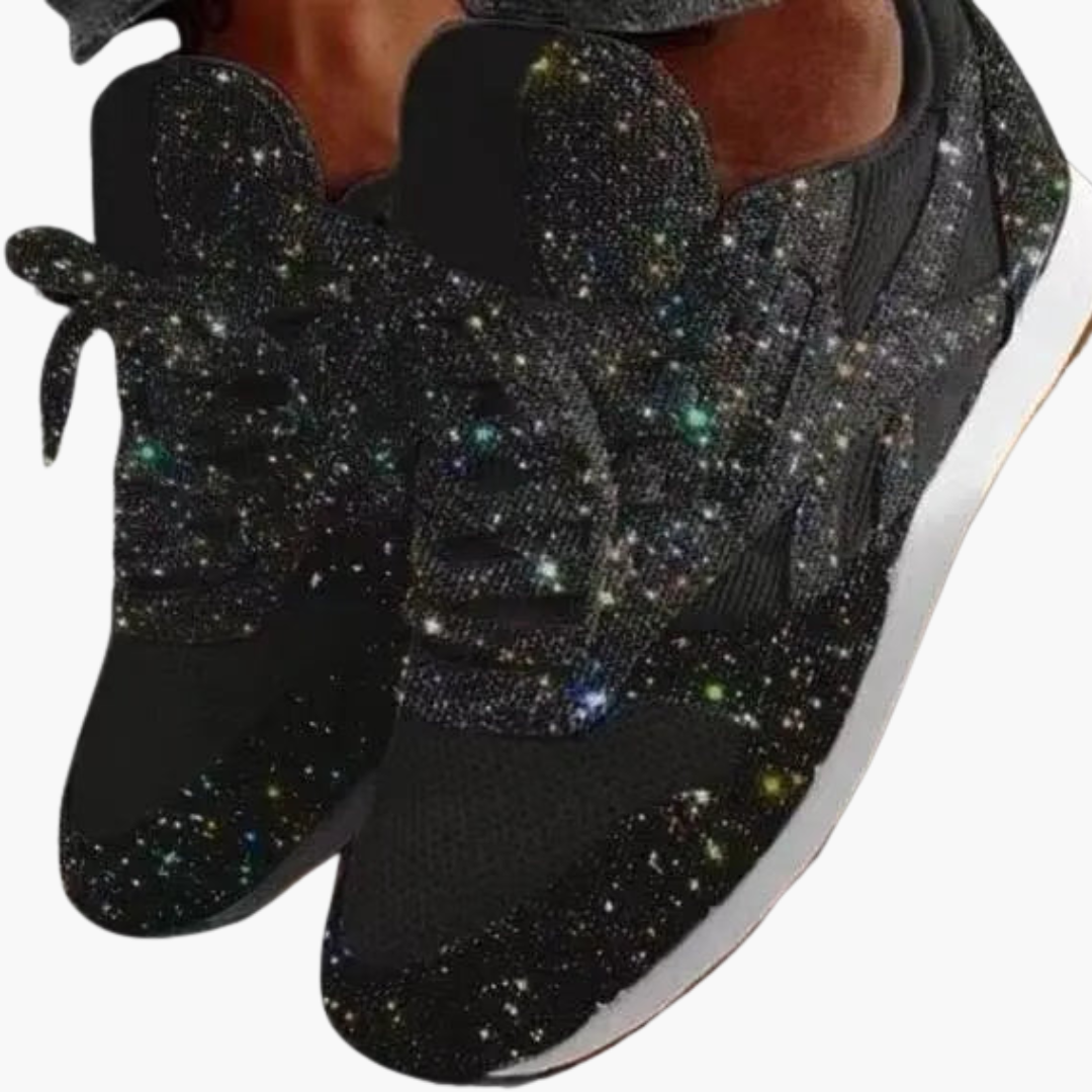 Women’s Sneakers with Low-Top and Glitter Embellishments