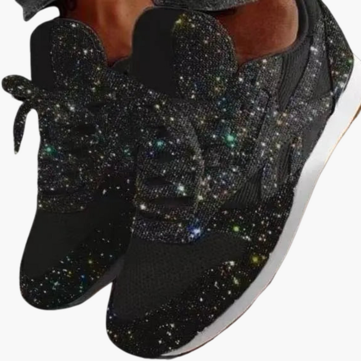 Women’s Sneakers with Low-Top and Glitter Embellishments