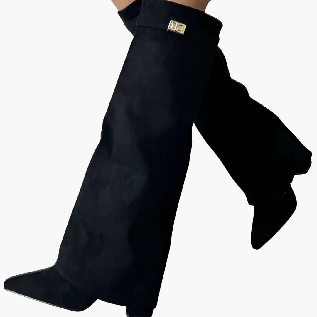 Women’s Over-the-Knee Boots with Pointed Toe and Buckle