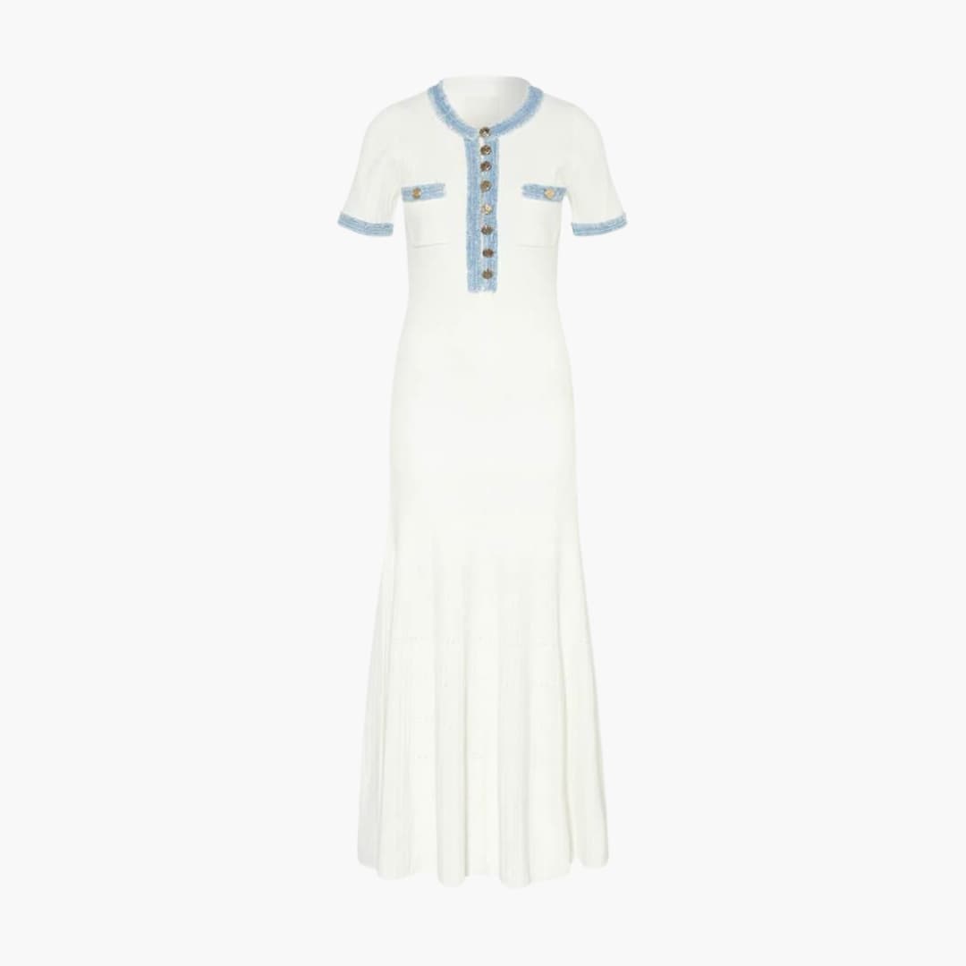Women’s Knit Maxi Dress with Button-Down Front and Long Sleeves