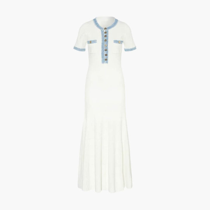 Women’s Knit Maxi Dress with Button-Down Front and Long Sleeves