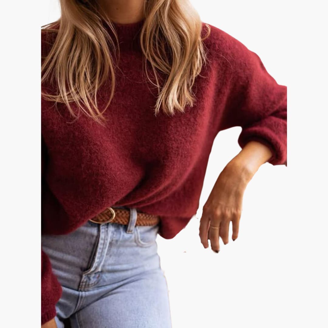 Burgundy Knit Sweater for Women - Cozy &amp; Stylish Comfort -  Made By Riley