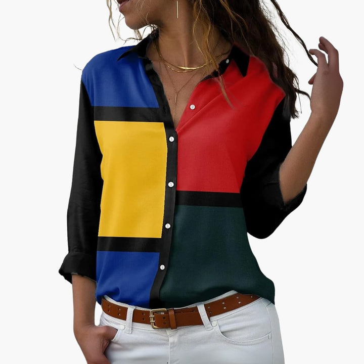 Women’s Blouse with Button Fastening and Printed Design