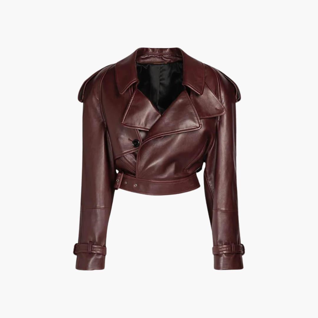 Women’s Cropped Coat with Shaped Silhouette and Long Sleeves