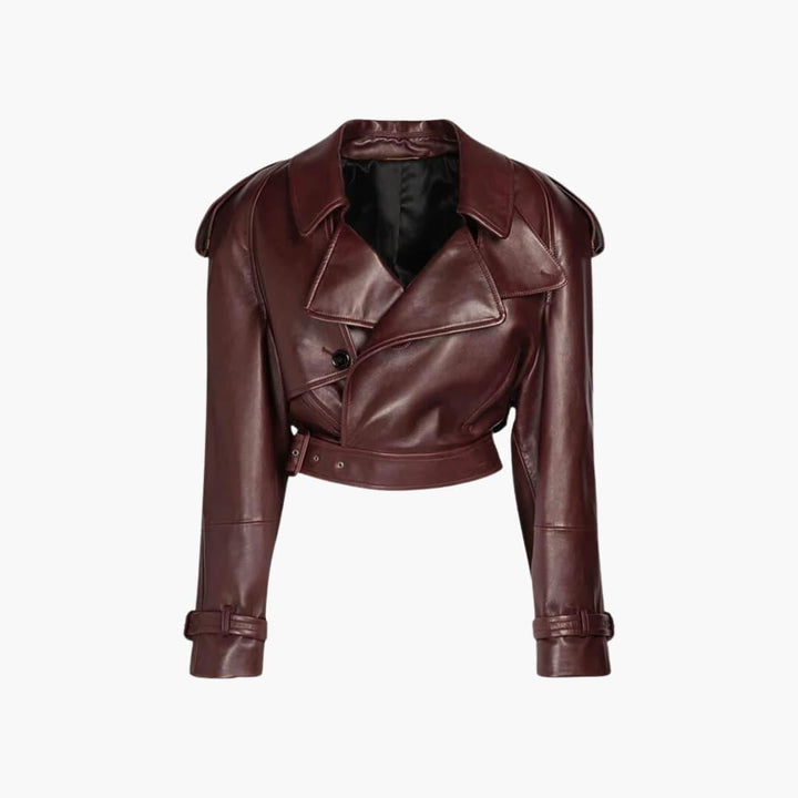 Women’s Cropped Coat with Shaped Silhouette and Long Sleeves