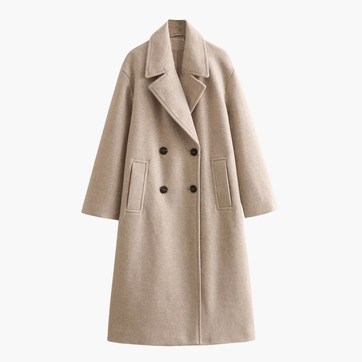 Long Wool-Blend Winter Coat - Elegant Outerwear for Women
