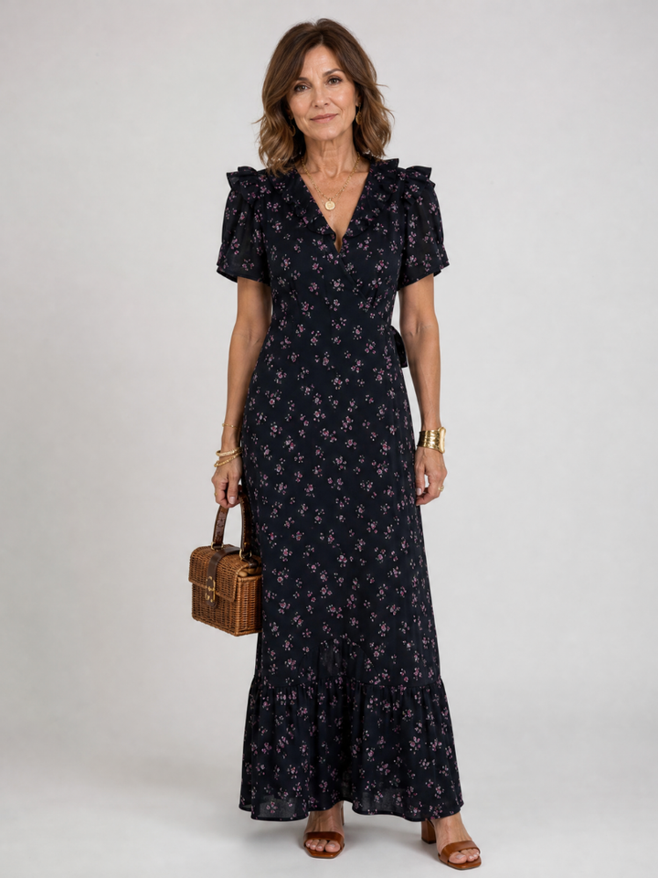 Semifal | Floral Puff Sleeve Ruffle Hem Maxi Dress