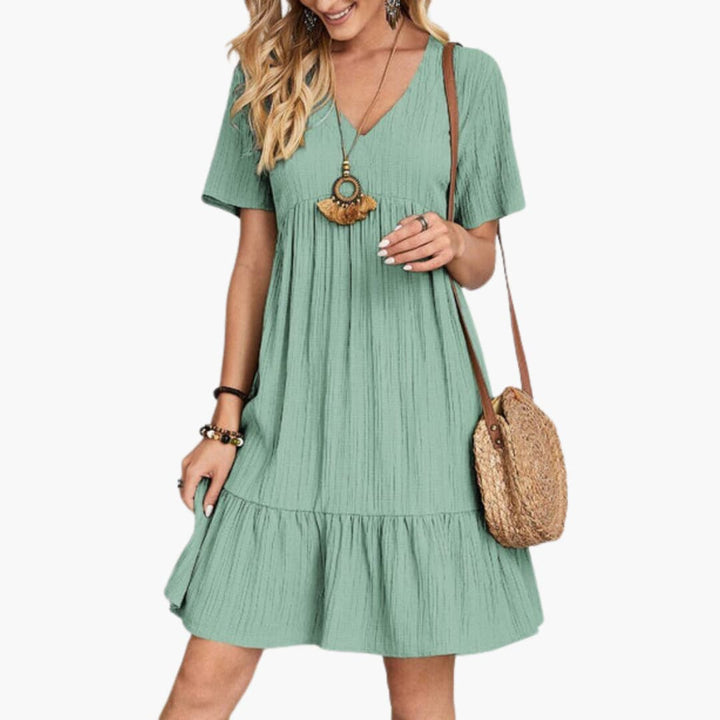 Women’s A-Line Dress with V-Neckline and Tiered Skirt