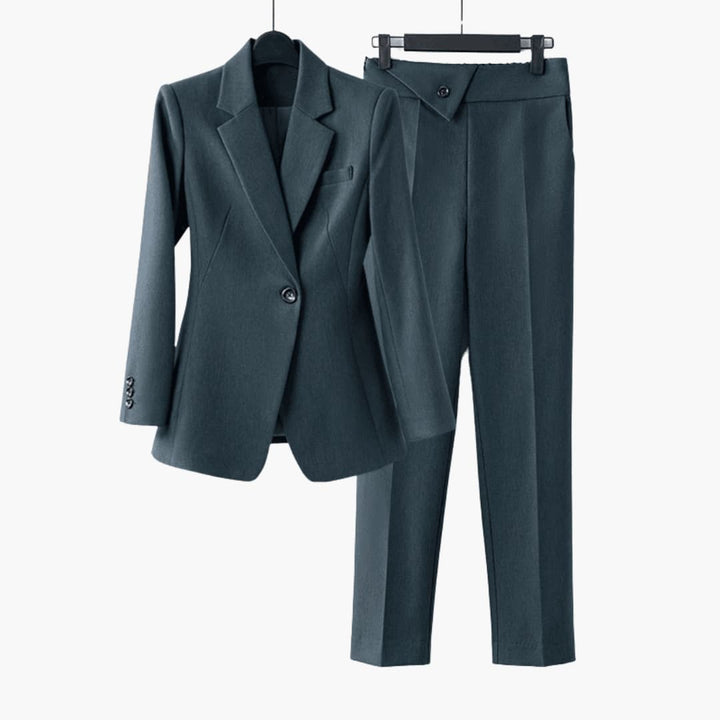 Women’s Blazer Set with Notched Lapel and Straight-Leg Pants