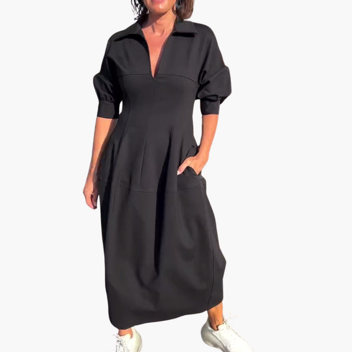 Women’s Midi Dress with Shaped Fit and Flared Skirt