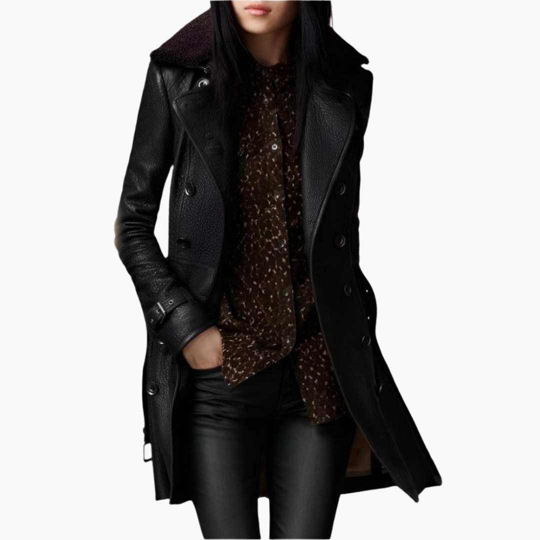 Women’s Double-Breasted Trench Coat with Tailored Long Silhouette