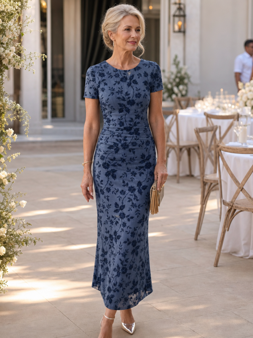 Sabella | Short Sleeve Crew Neck Midi Dress