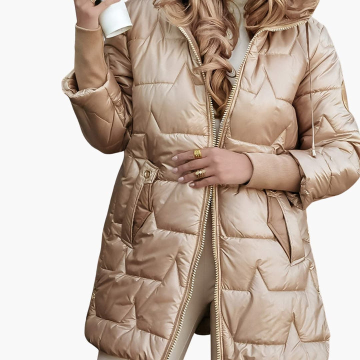 Women’s Padded Winter Coat with Hood and Zip Closure