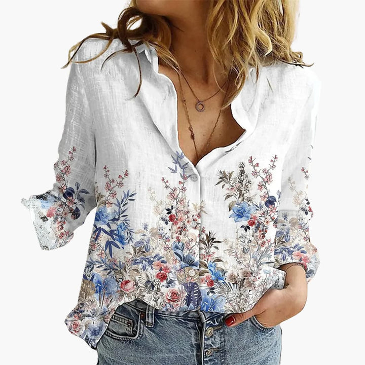 Women’s Blouse with Button Front and Roll-Up Sleeves