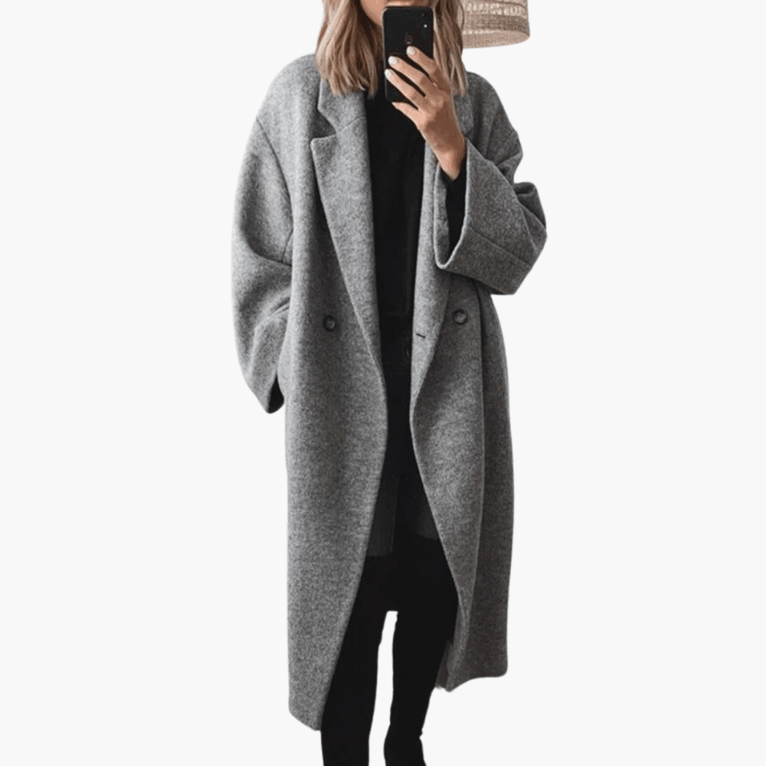 Women’s Longline Coat with Shaped Silhouette and Structured Fit