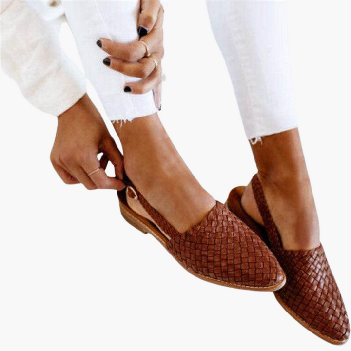 Braided Leather Slingbacks for Women - Flat Summer Shoes -  Made By Riley