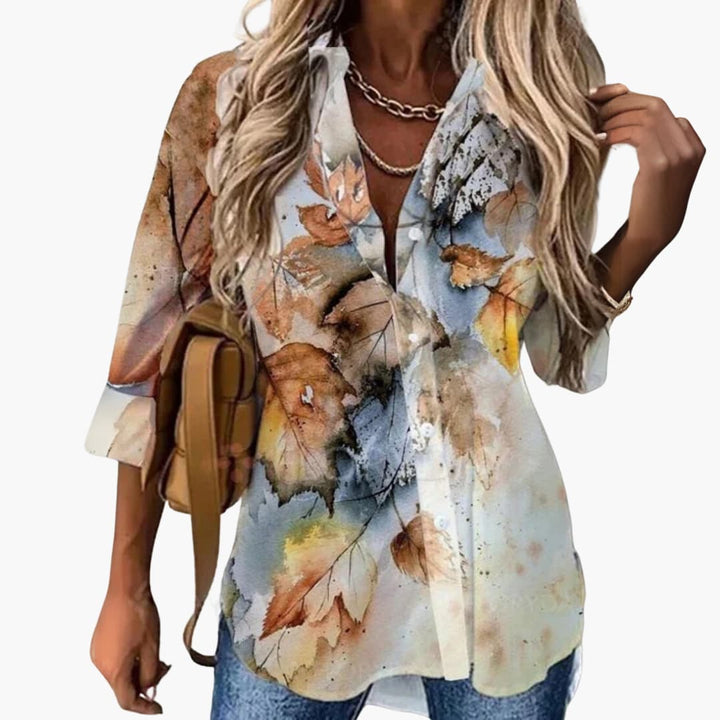 Women’s Blouse with Button Fastening and Floral Print