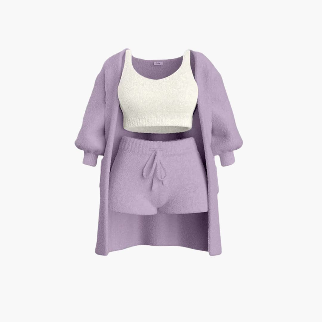 Women’s Loungewear Set with Cardigan and Shorts