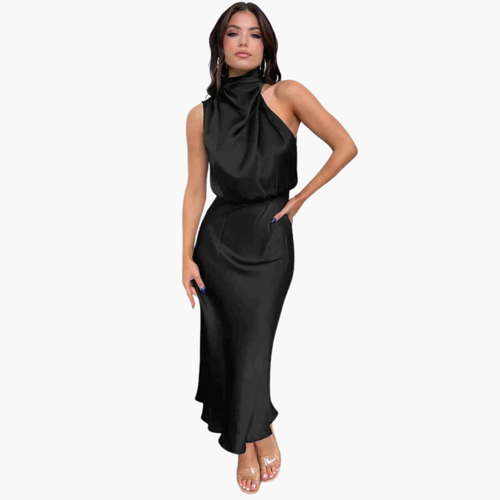Women’s Halter Dress with Belt Detail and Fitted Silhouette