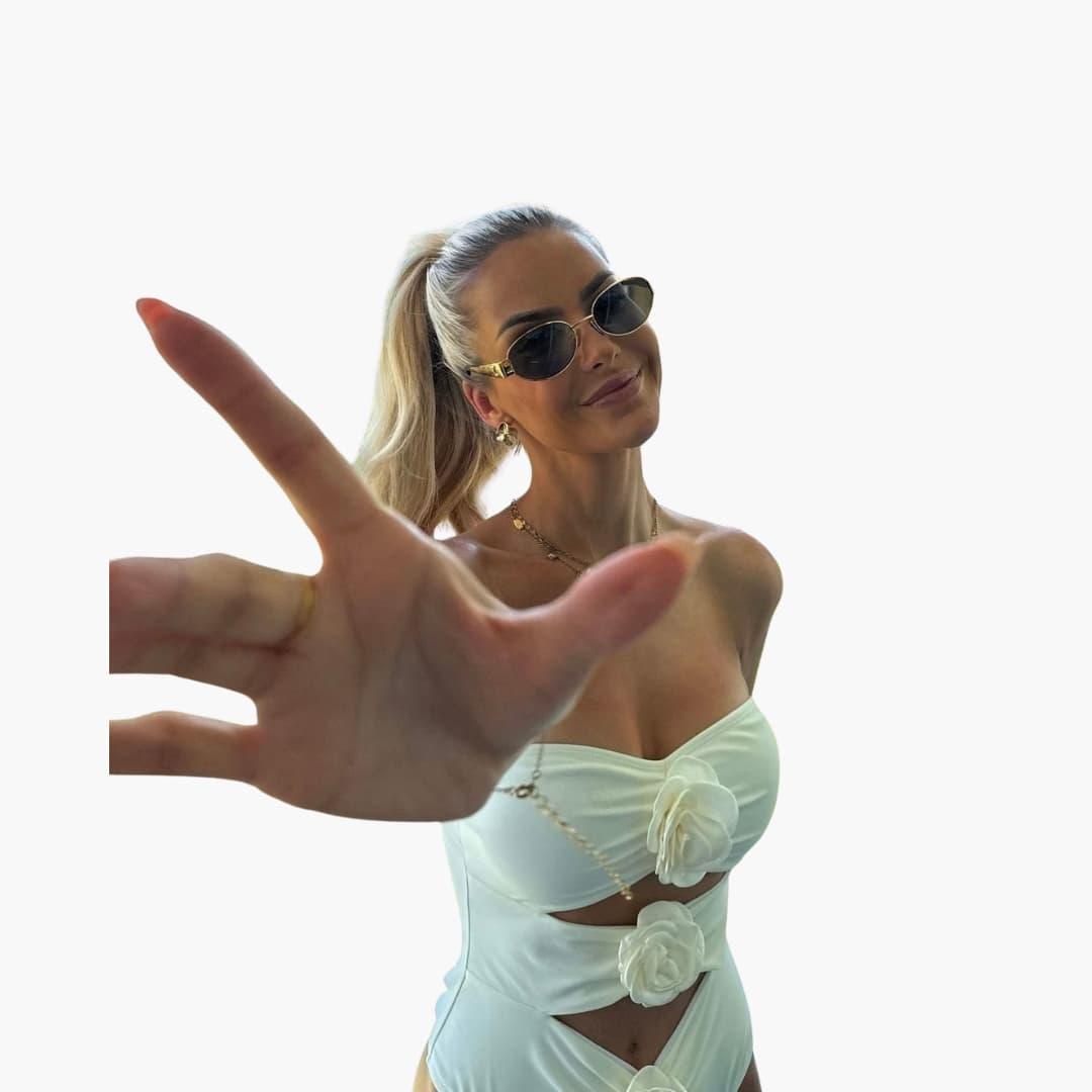Women’s One-Piece Swimsuit with Cut-Outs and High-Waist Design