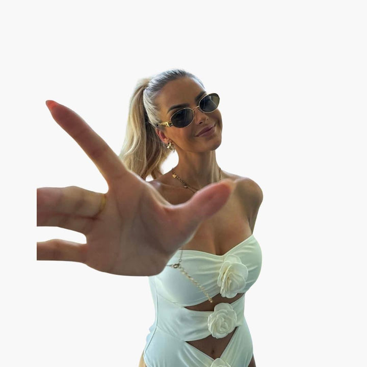 Women’s One-Piece Swimsuit with Cut-Outs and High-Waist Design
