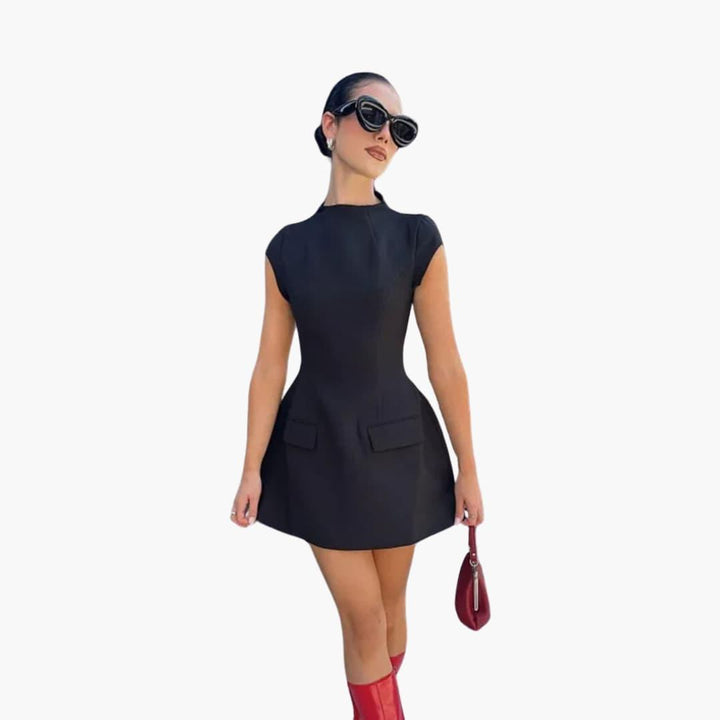 Women’s Mini Dress with Round Neck and Short Sleeves