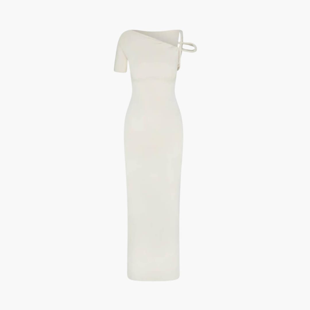 Women’s One-Shoulder Maxi Dress with Twisted Sleeve Detail