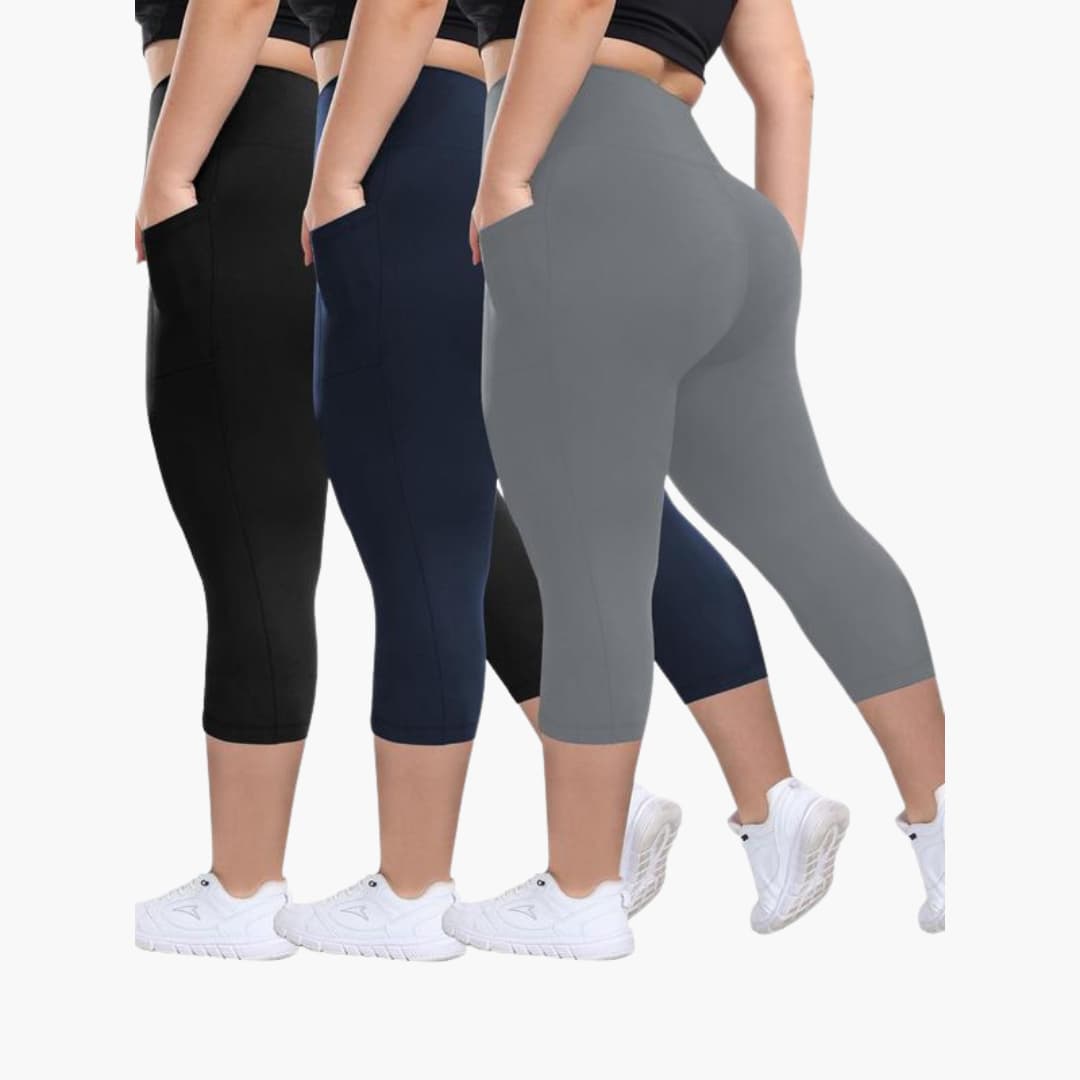 Women’s High-Waisted Capri Pants with Pockets