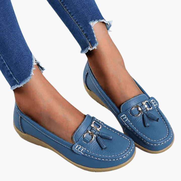 Women’s Slip-On Loafers with Tassel and Buckle Detail