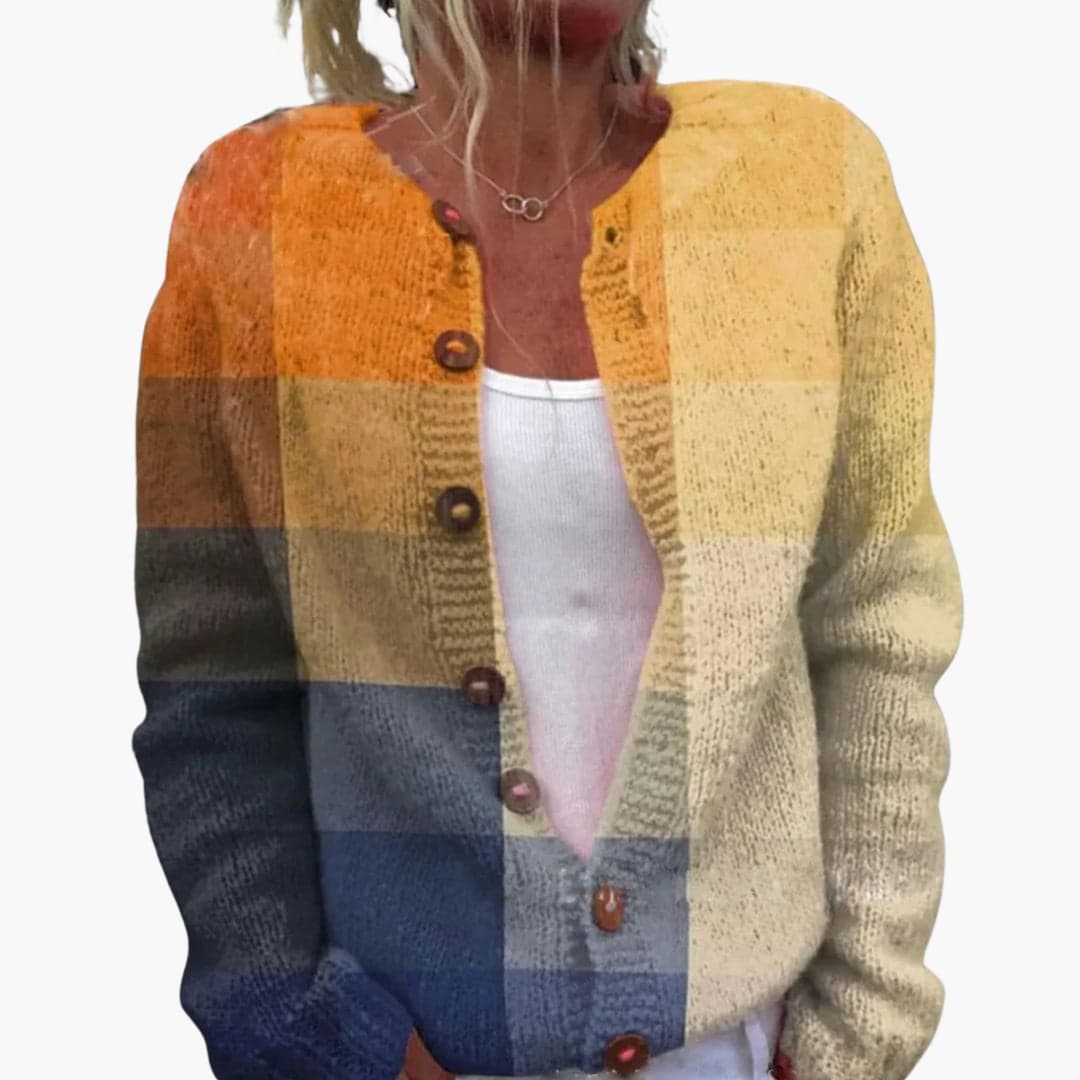 Women’s Floral Cardigan with Long Sleeves and Ribbed Hem