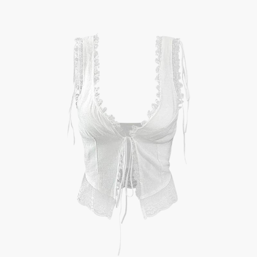 Women’s V-Neck Top with Lace Trim
