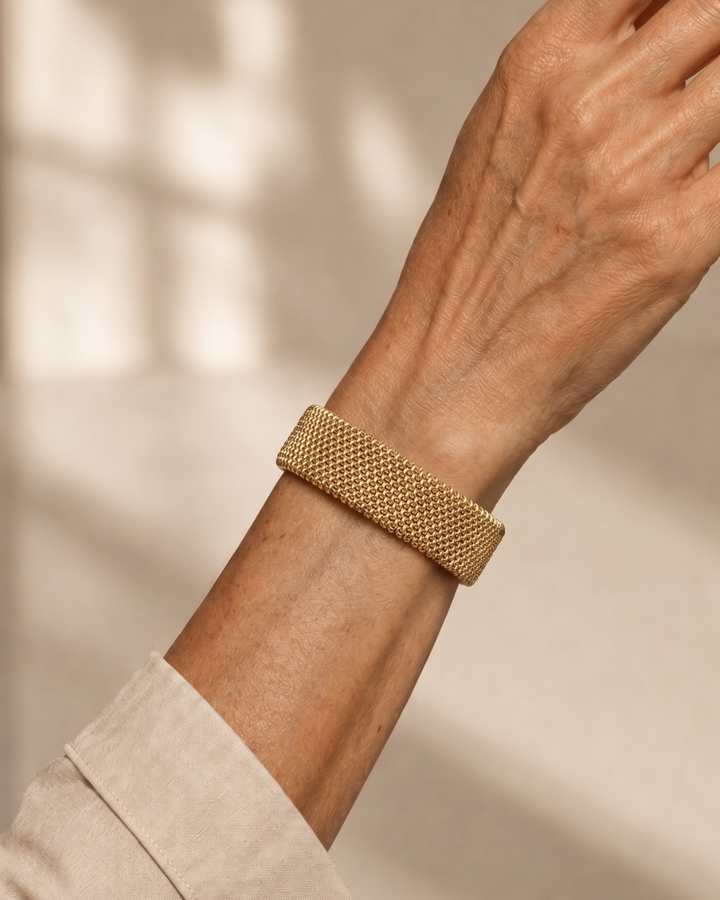 Aumen | Woven Mesh Open Cuff Bracelet