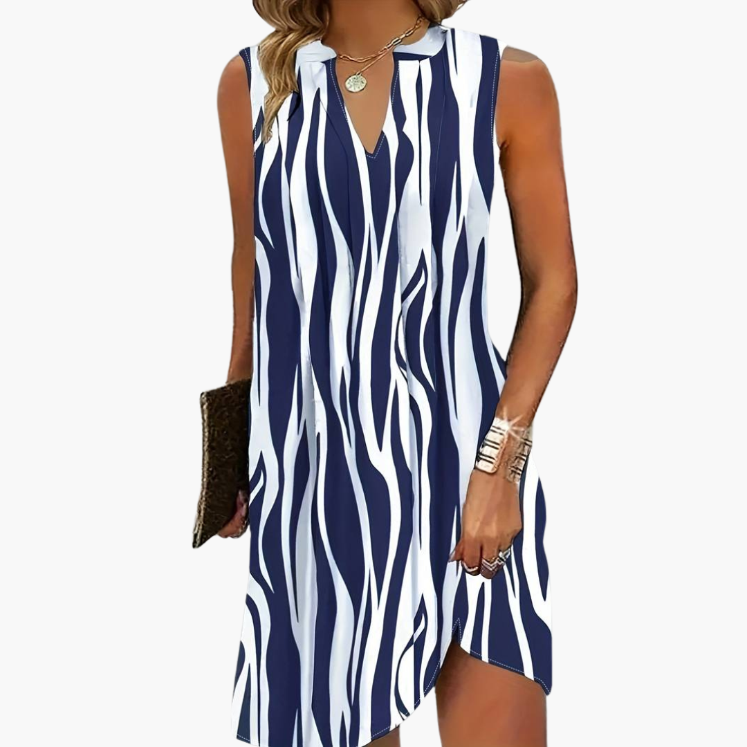 Women’s Mini Dress with Sleeveless Design and Striped Pattern