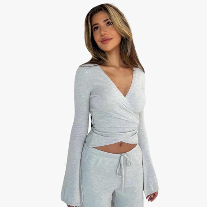 Women’s two-piece set with wrap top and Pants