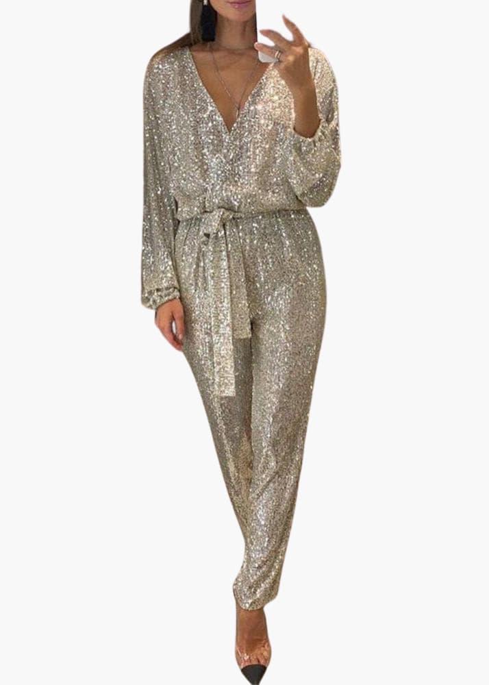 Women’s Sequin Jumpsuit with Shaped Fit