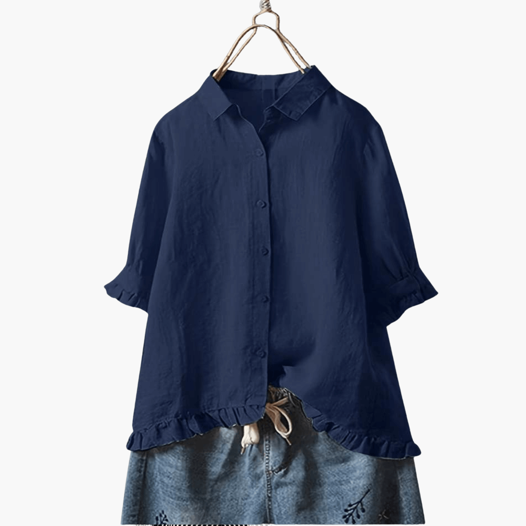 Women’s Blouse with V-Neck and Long Sleeves