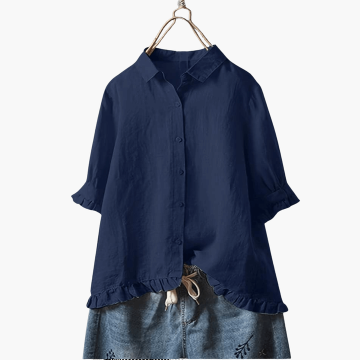 Women’s Blouse with V-Neck and Long Sleeves