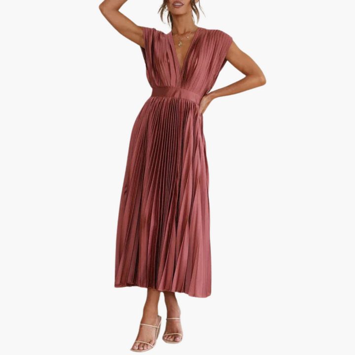 Women’s Midi Dress with Puff Sleeves and Floral Print