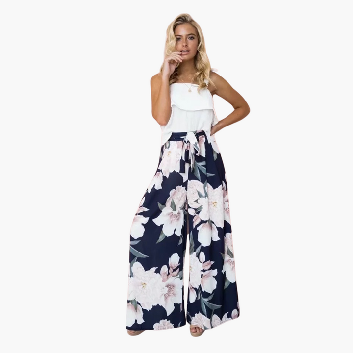 Women’s Loose-Fit Summer Pants with Floral Print and Wide-Leg Design