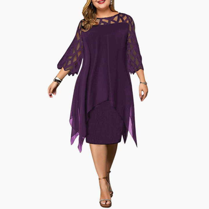 Women’s Midi Dress with Cut-Out Sleeves and Fitted Silhouette